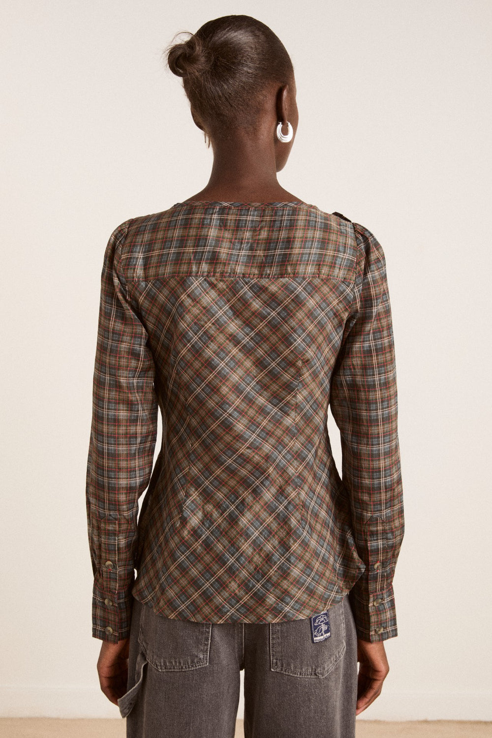 Damson Madder lemi sheer blouse - multi check