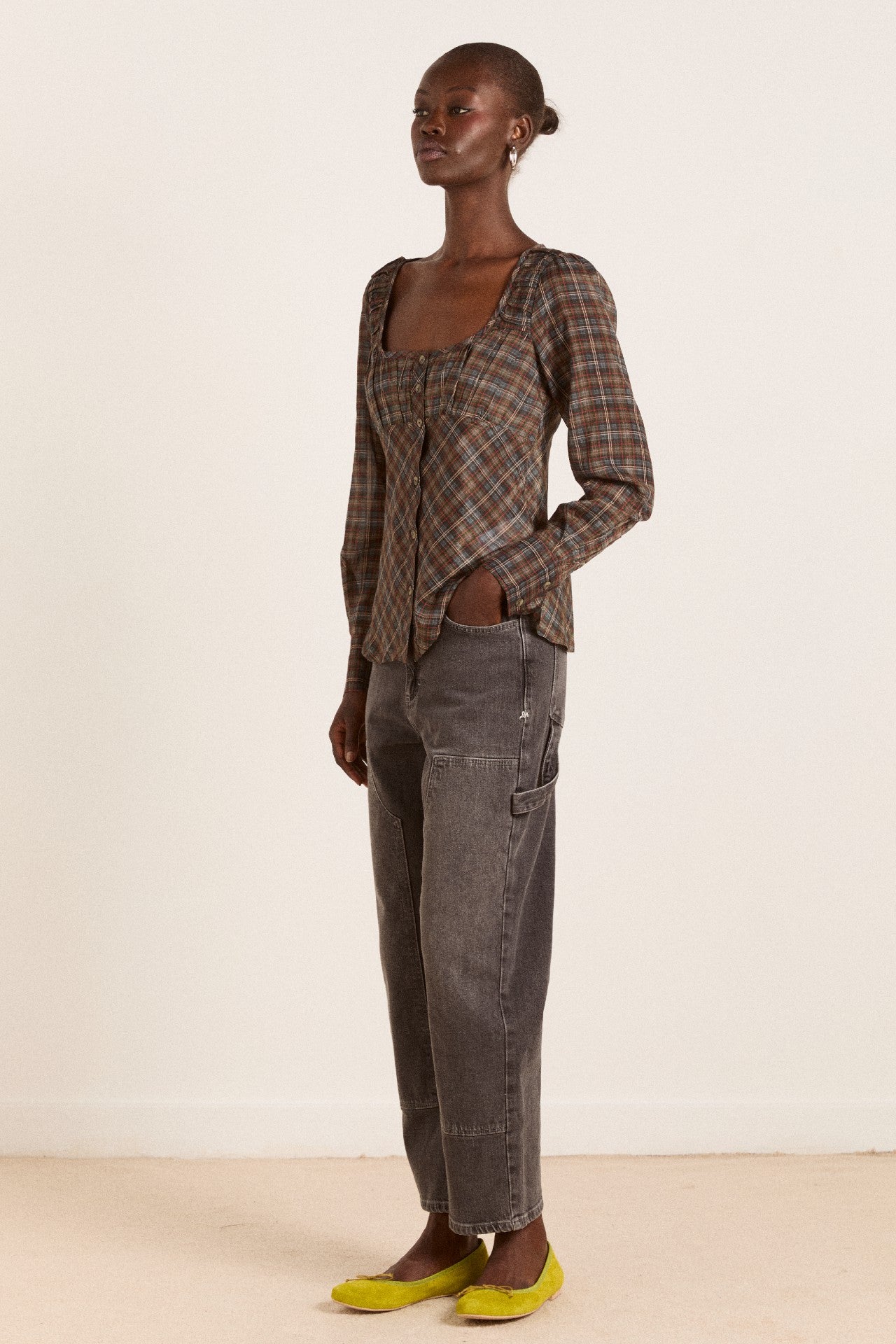 Damson Madder lemi sheer blouse - multi check