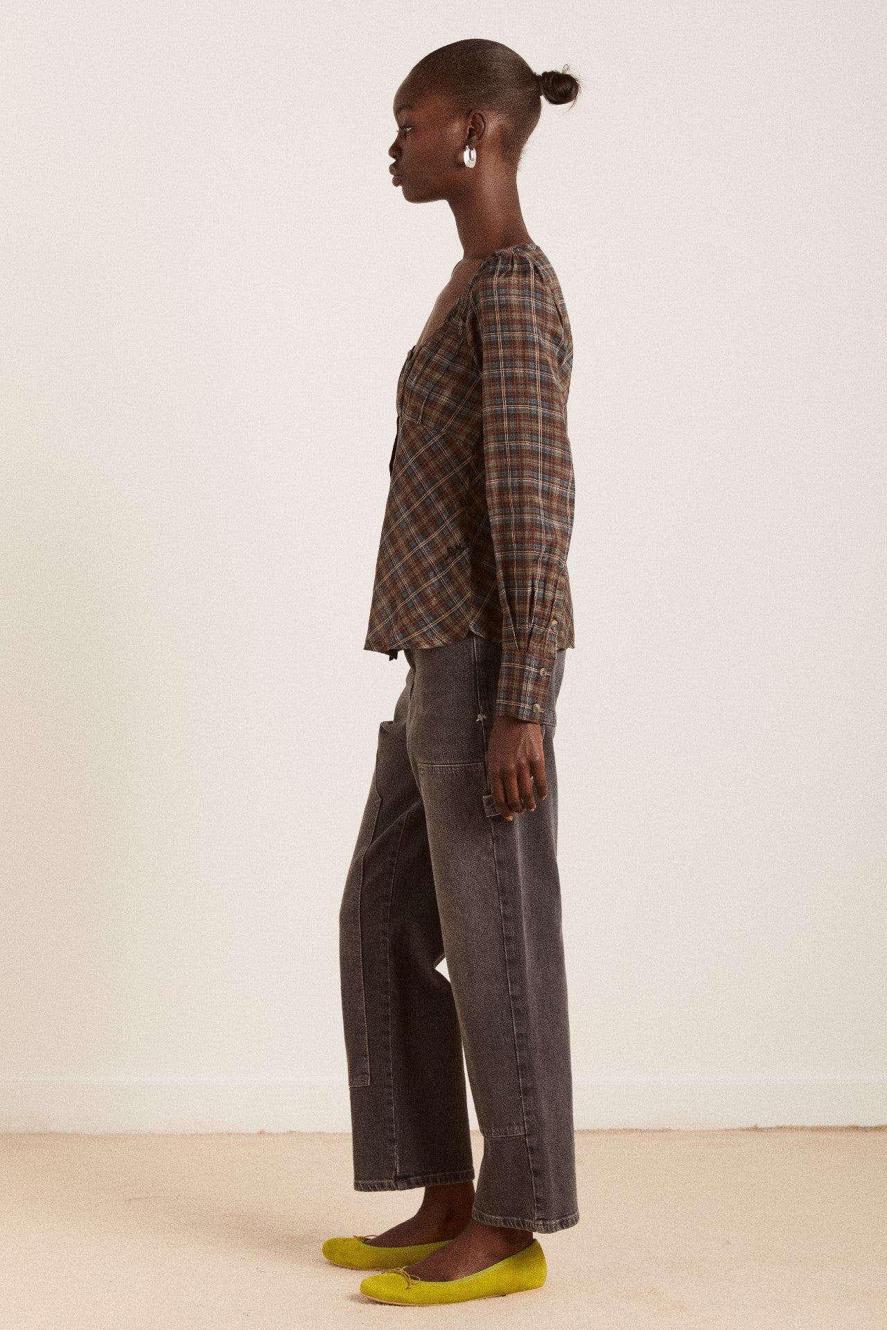 Damson Madder lemi sheer blouse - multi check