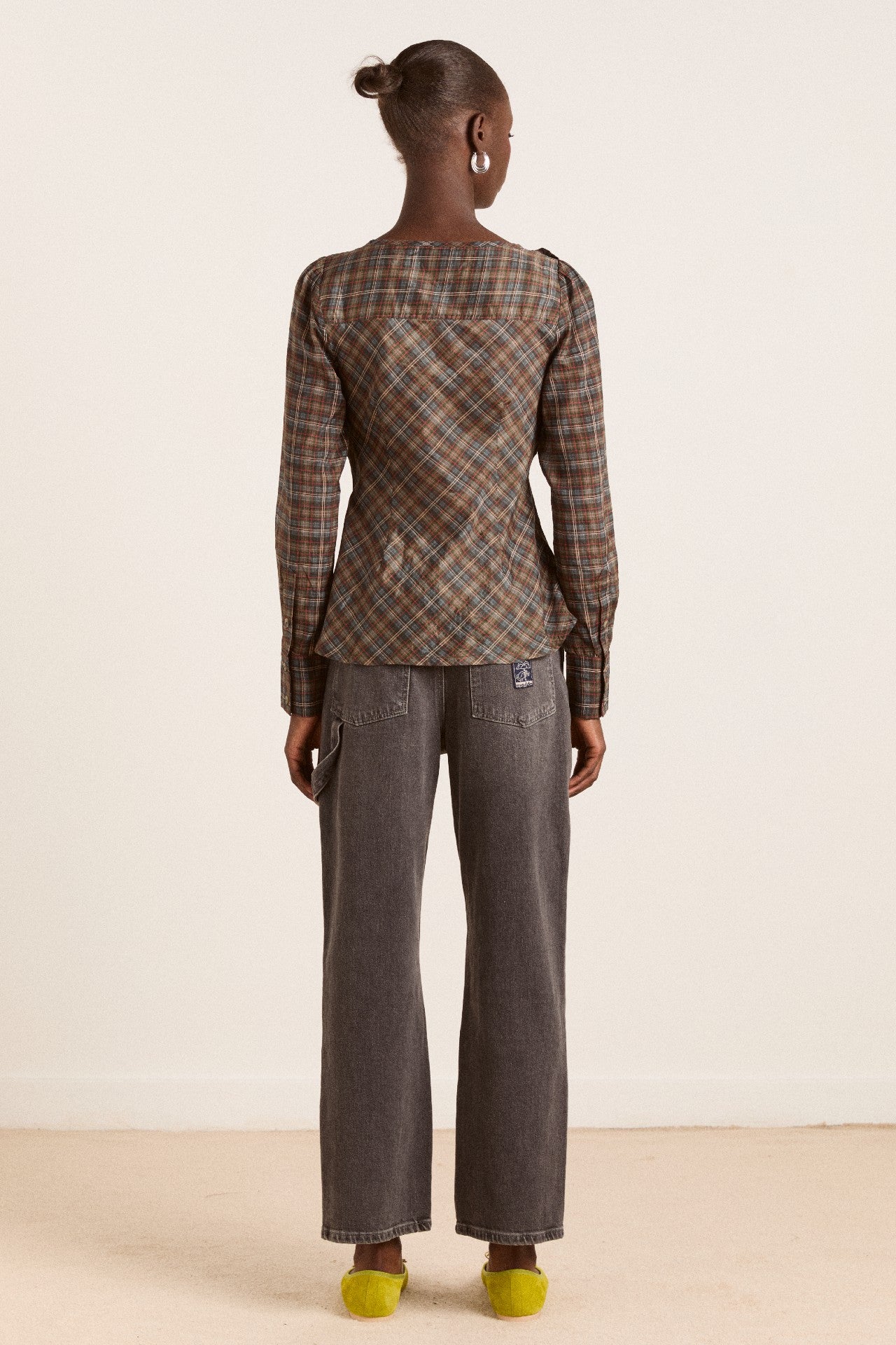Damson Madder lemi sheer blouse - multi check