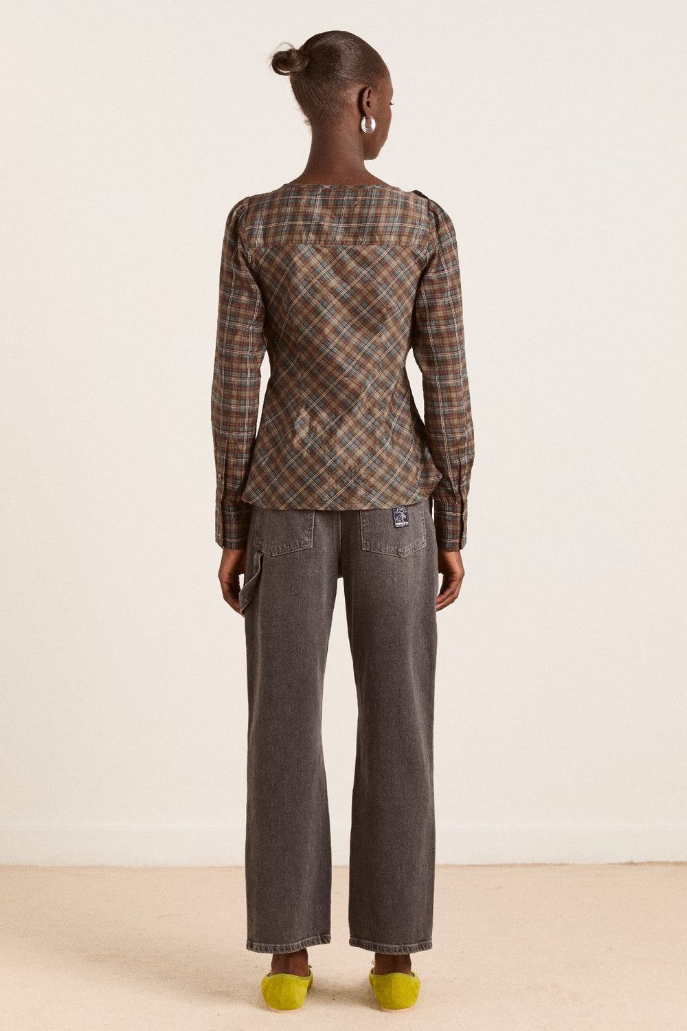 Damson Madder lemi sheer blouse - multi check