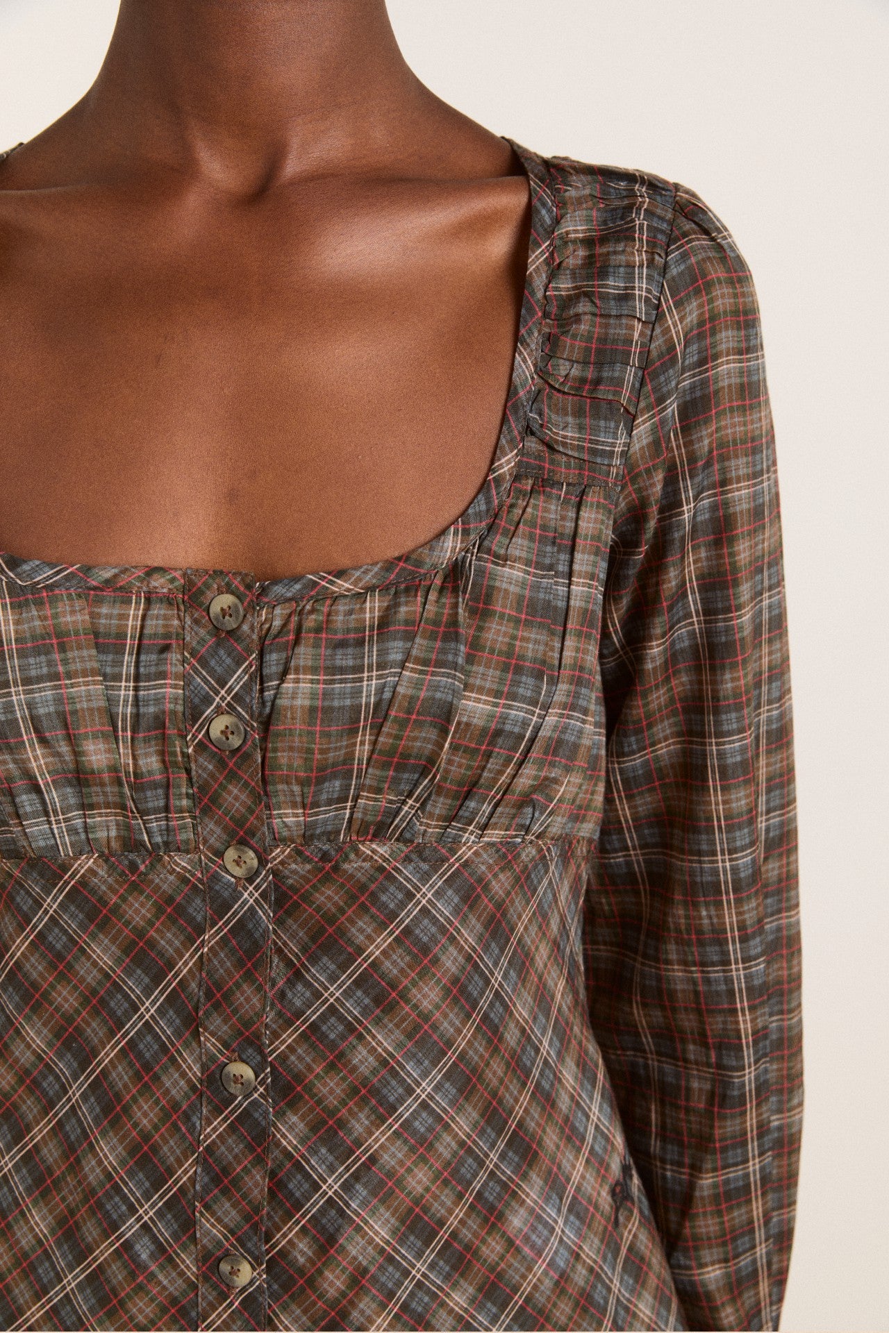 Damson Madder lemi sheer blouse - multi check