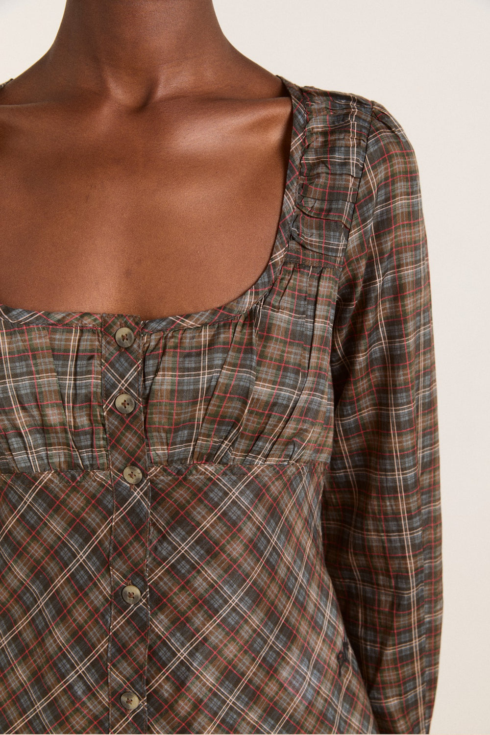 Damson Madder lemi sheer blouse - multi check