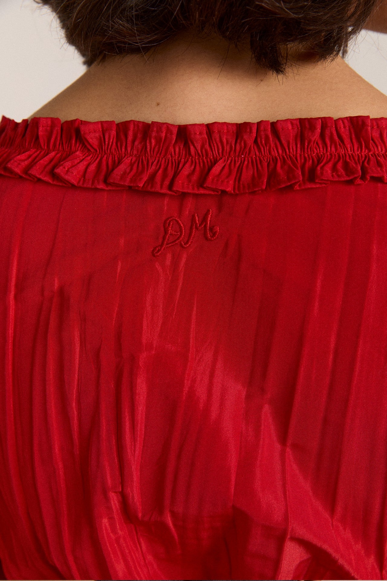 Damson Madder everly ruffle blouse red tafetta