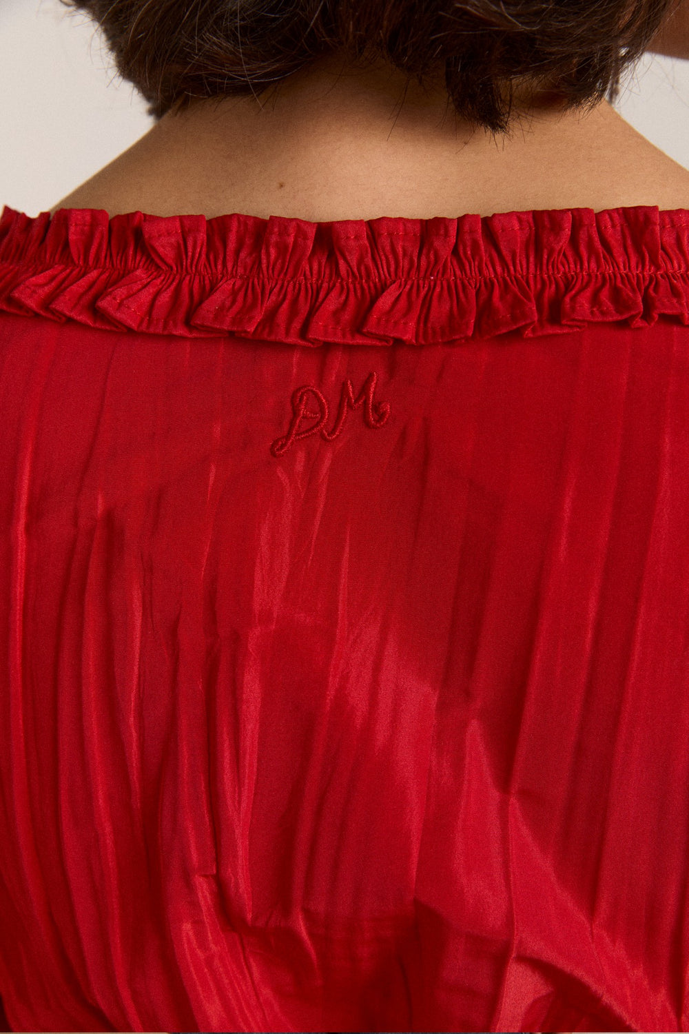 Damson Madder everly ruffle blouse red tafetta