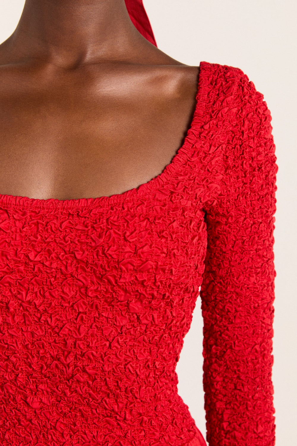 Damson Madder malinda ls smocked midi dress- red