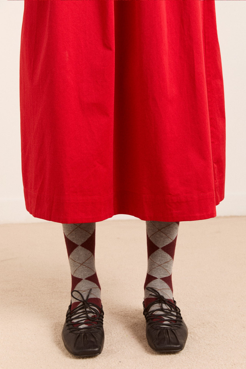 Damson Madder malinda ls smocked midi dress- red