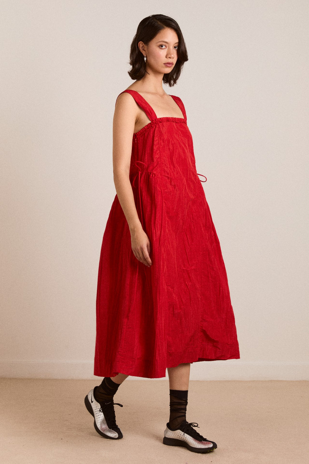 Damson Madder elina midi dress red tafetta