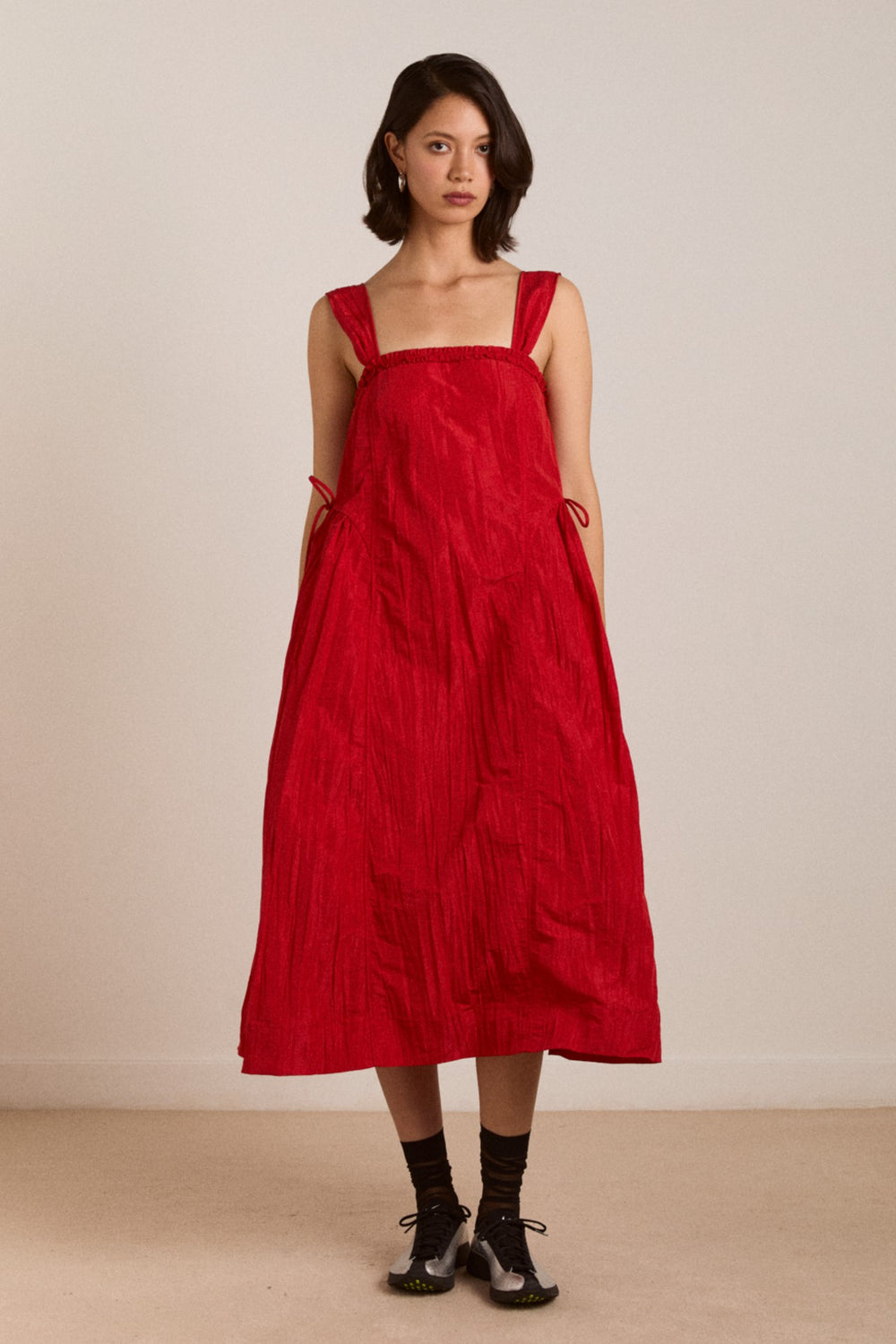Damson Madder elina midi dress red tafetta