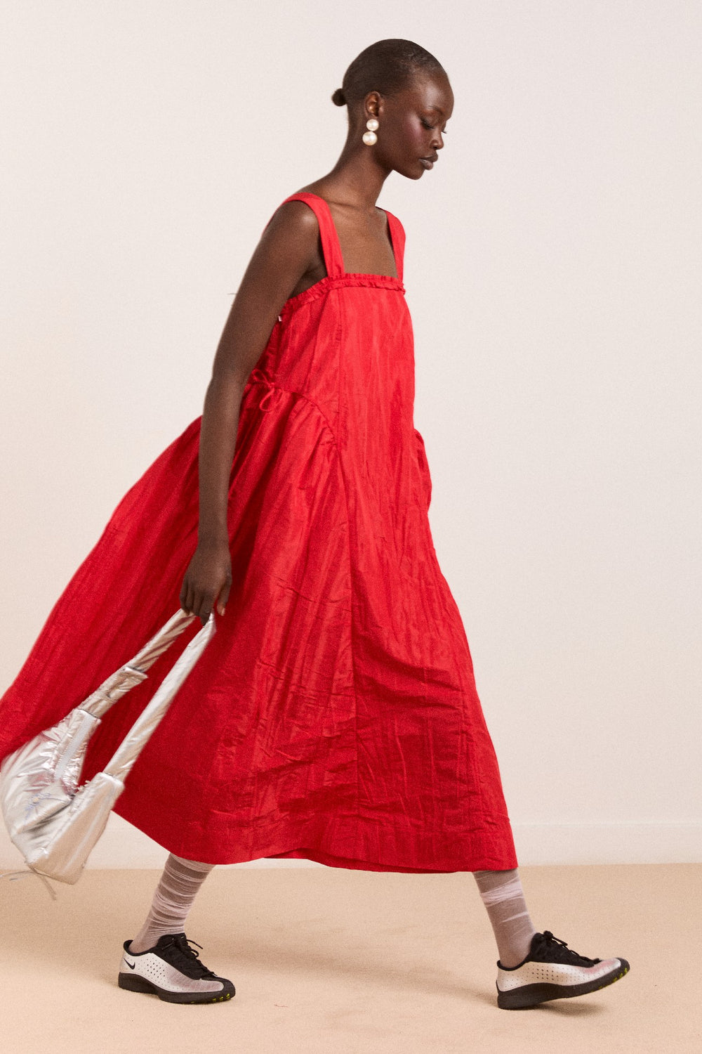 Damson Madder elina midi dress red tafetta