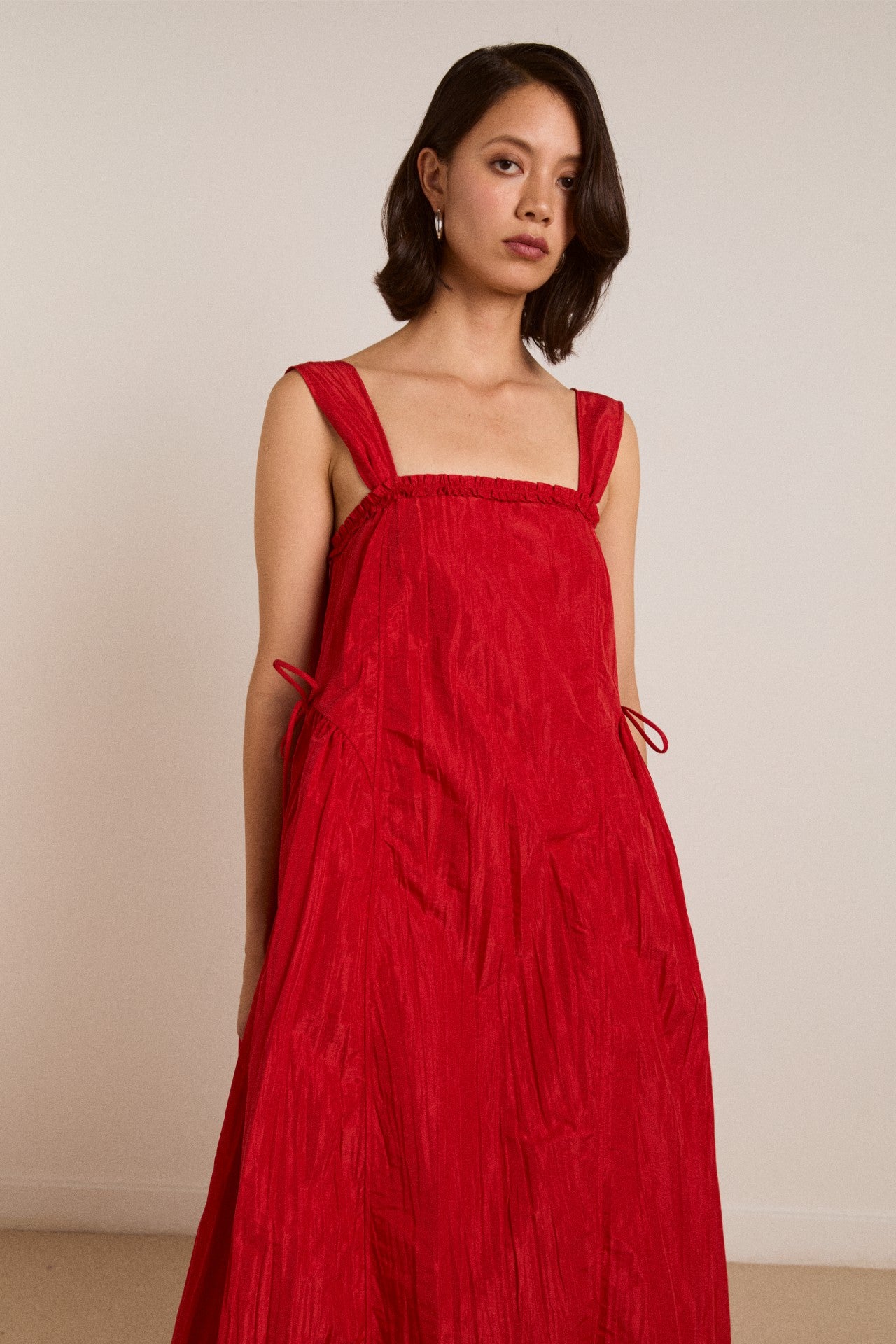 Damson Madder elina midi dress red tafetta