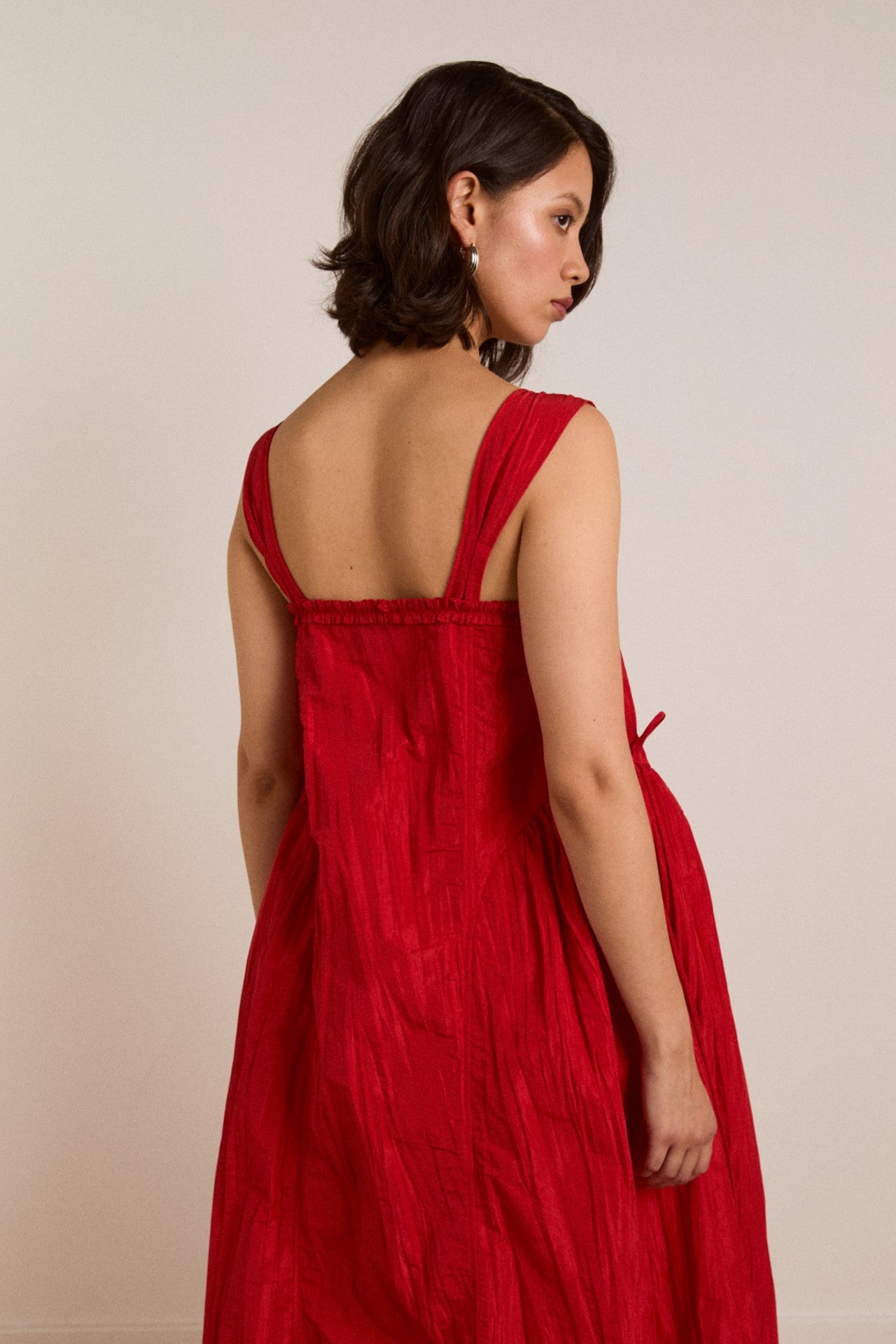 Damson Madder elina midi dress red tafetta