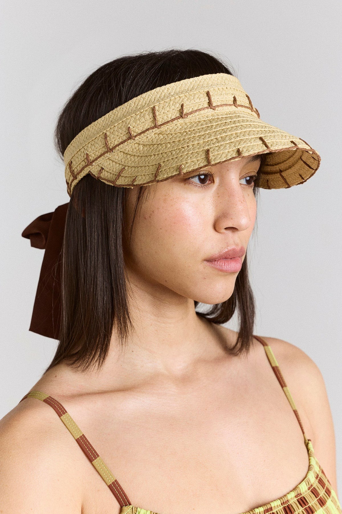 Damson Madder raffia visor - natural
