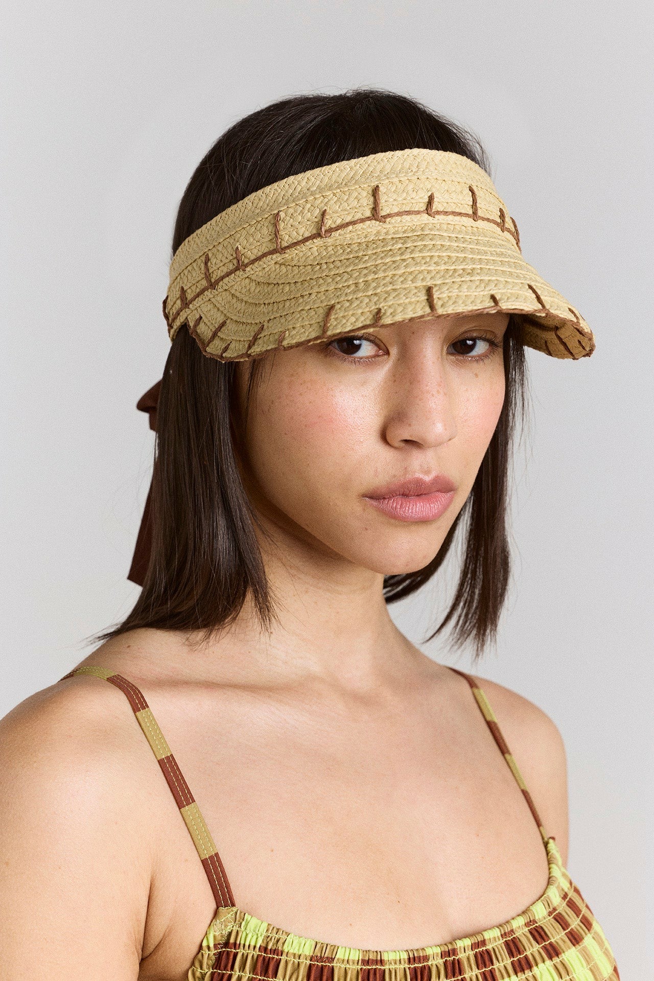 Damson Madder raffia visor - natural