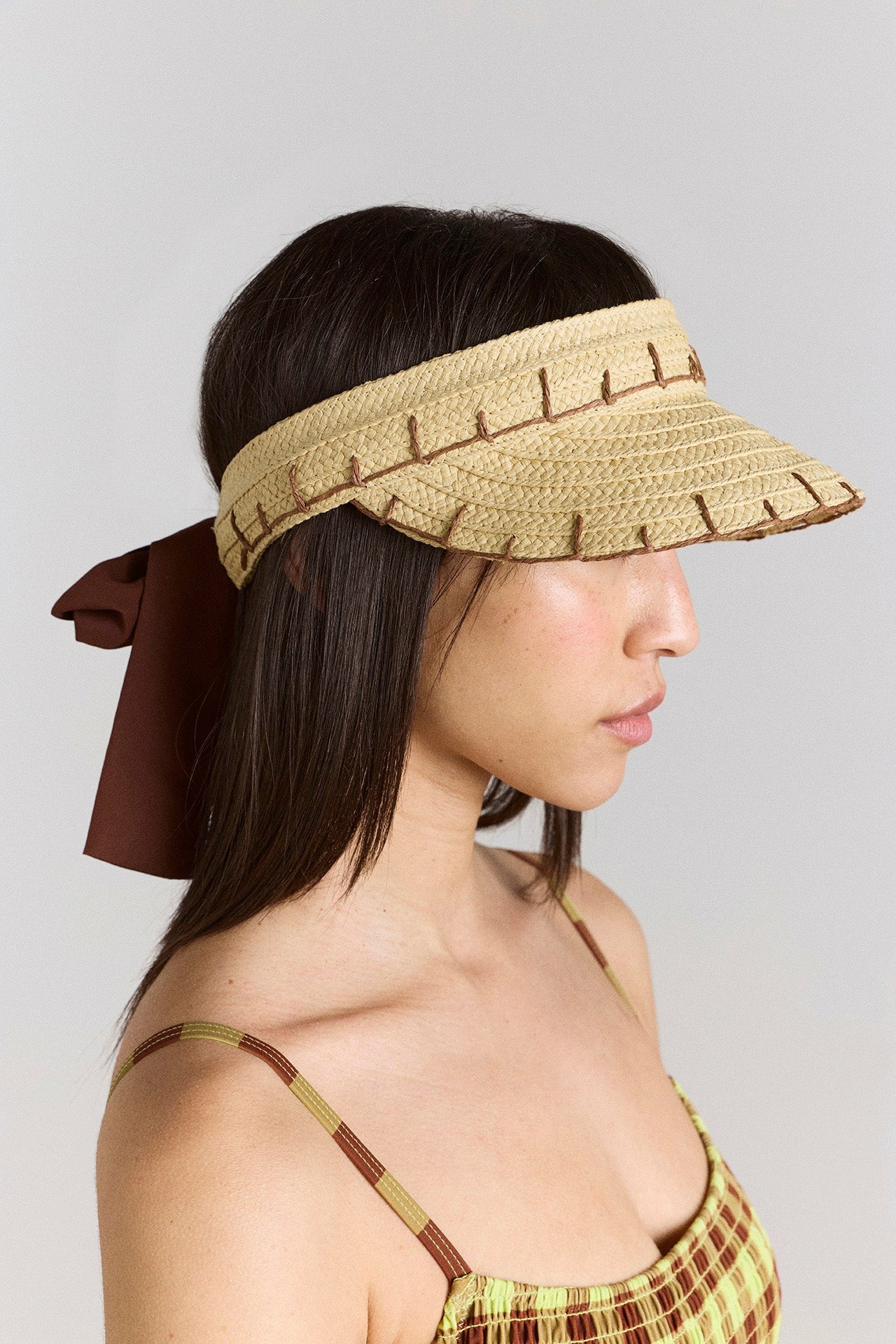 Damson Madder raffia visor - natural