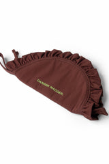 Damson Madder ruffle half moon makeup bag - chocolate