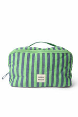 Damson Madder large wash bag - navy pop green stripe