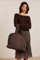Damson Madder dark leopard quilted tote bag