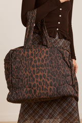 Damson Madder dark leopard quilted tote bag