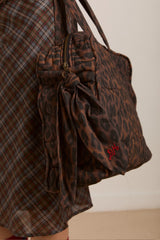 Damson Madder dark leopard quilted tote bag