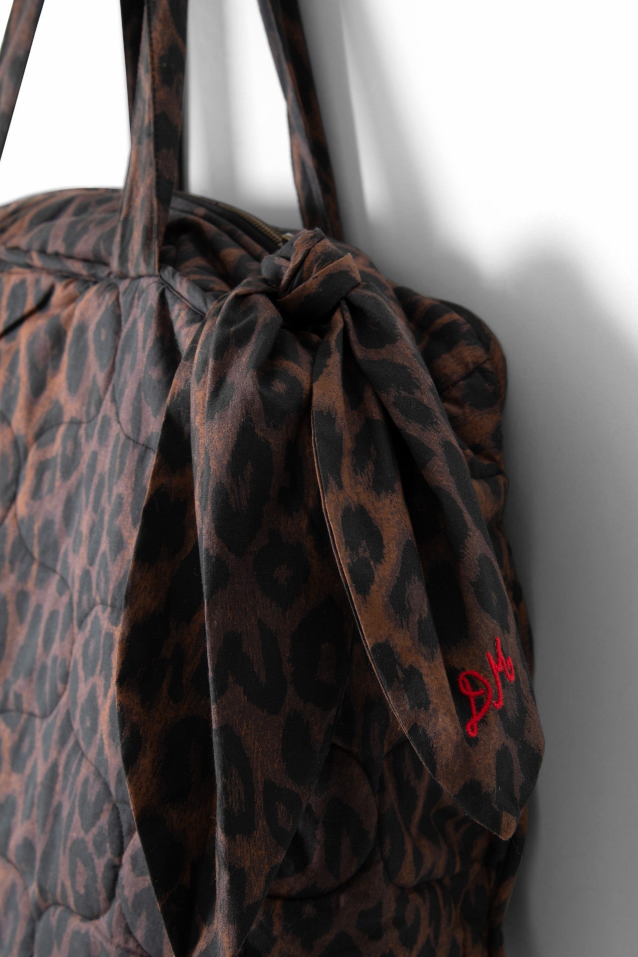 Damson Madder dark leopard quilted tote bag